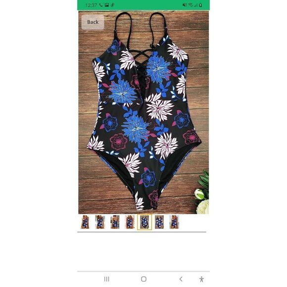 New Small Binlowis Sexy Plunging Criss Cross One-Piece Swimsuit Bathing Suit NWT - Picture 4 of 7